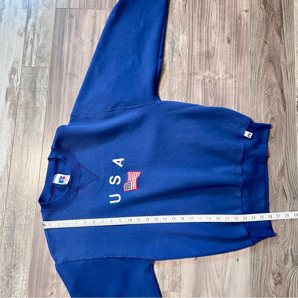 Vtg Russell Athletic USA Crewneck Sweatshirt S Unisex Embroidered Blue Olympics - Picture 11 of 12